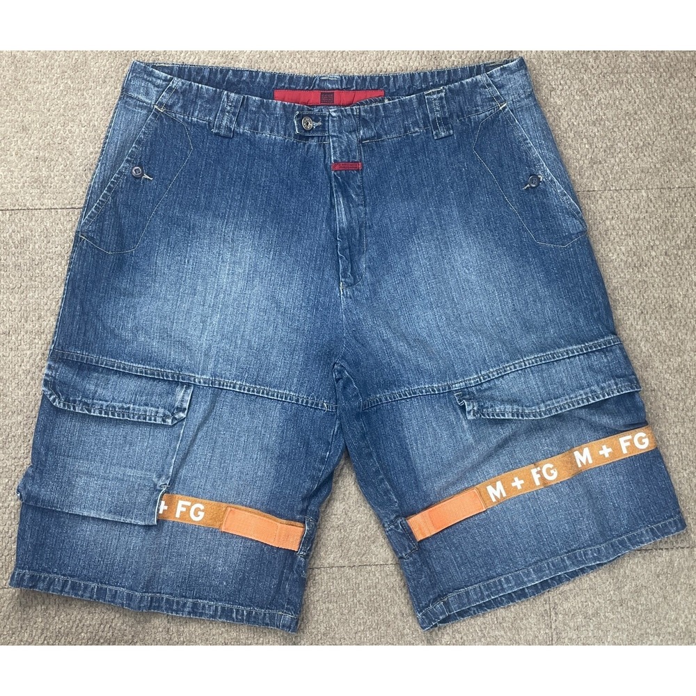 Marithe Francois Girbaud Vtg Orange Shuttle Tape Mens Cargo Denim Shorts Size 42